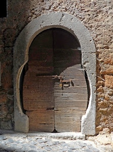 legno, porta, lucchetto, portone, arco, muro, chiavistello, uscio, marrone, serratura, catenaccio, metallo, casa, ruggine, cemento